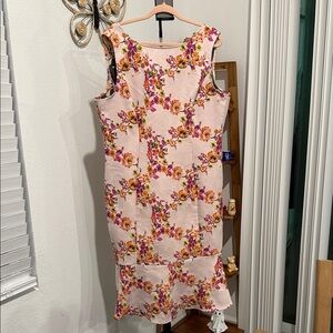Eva Mendes for New York & Company Pink Floral Midi Dress
